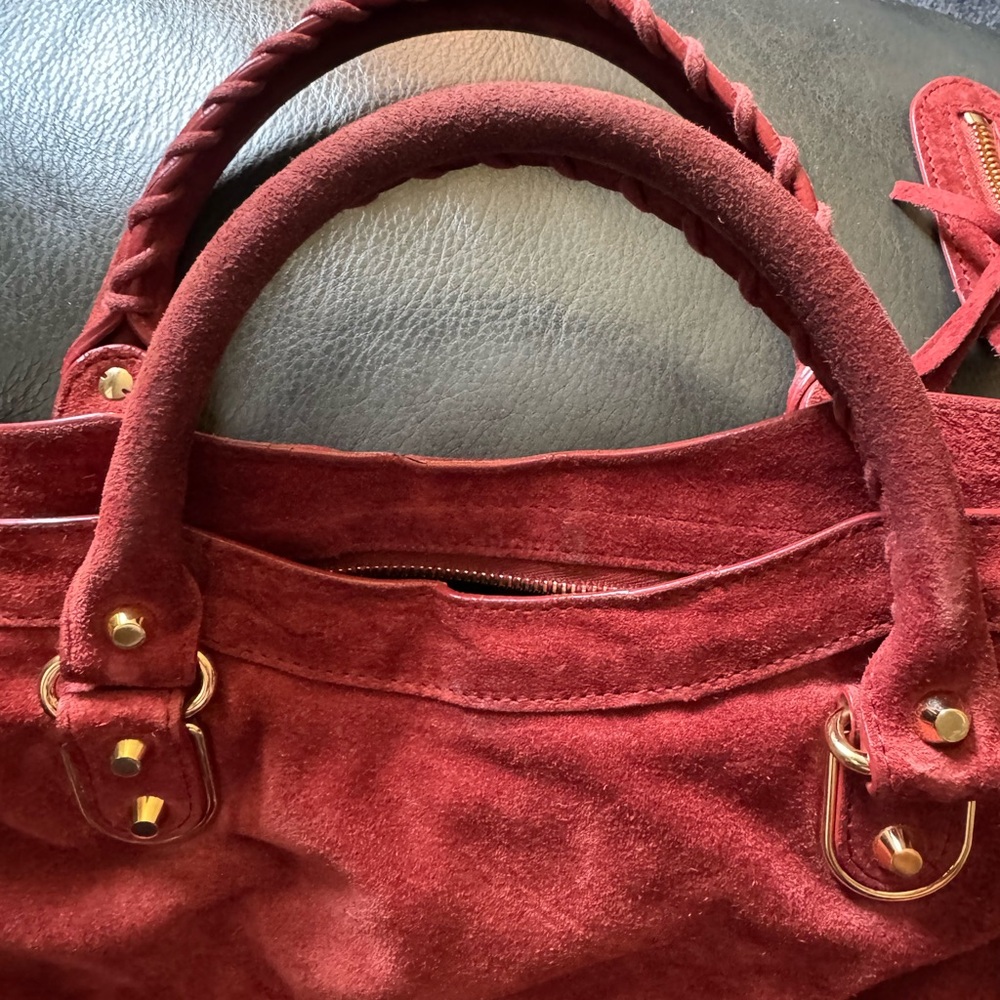 Balenciaga city bag Brick Red Suede Shoulder Bag with Gold Hardware - Picture 5 of 11